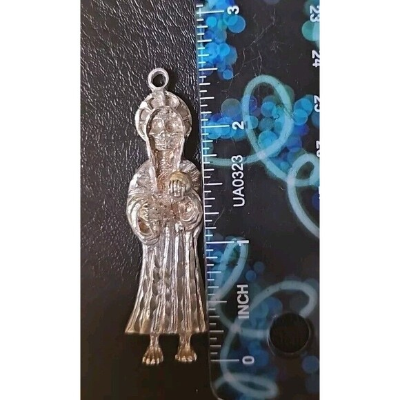 Santa Muerte Grim Reaper Santisima Muerte 925 Silver Pendant Charm Muerte Dije - Picture 8 of 9